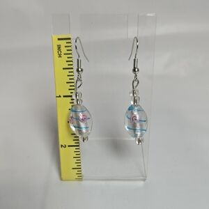 #199/200- Chic Silver and Blue Glass Bead Earrings